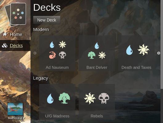 Screenshot of New Decks Screen