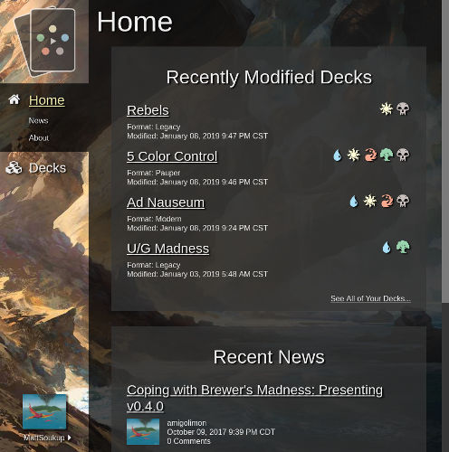 Screenshot of New Home Screen
