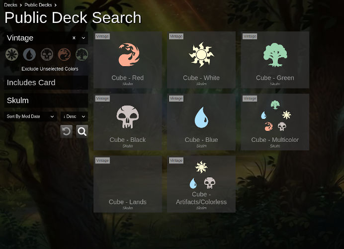 Screenshot of Public Deck Search