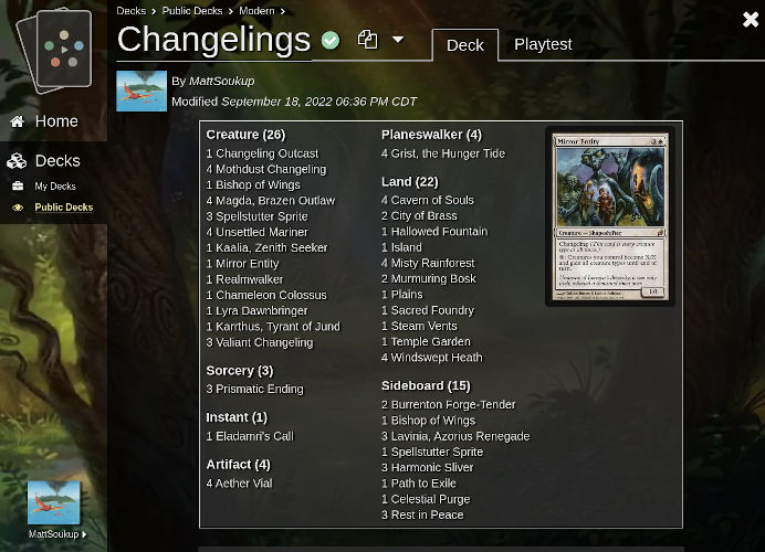 Screenshot of Public Deck Page