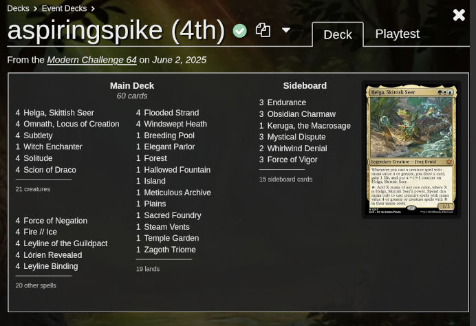 Screenshot of Event Deck Detail Page